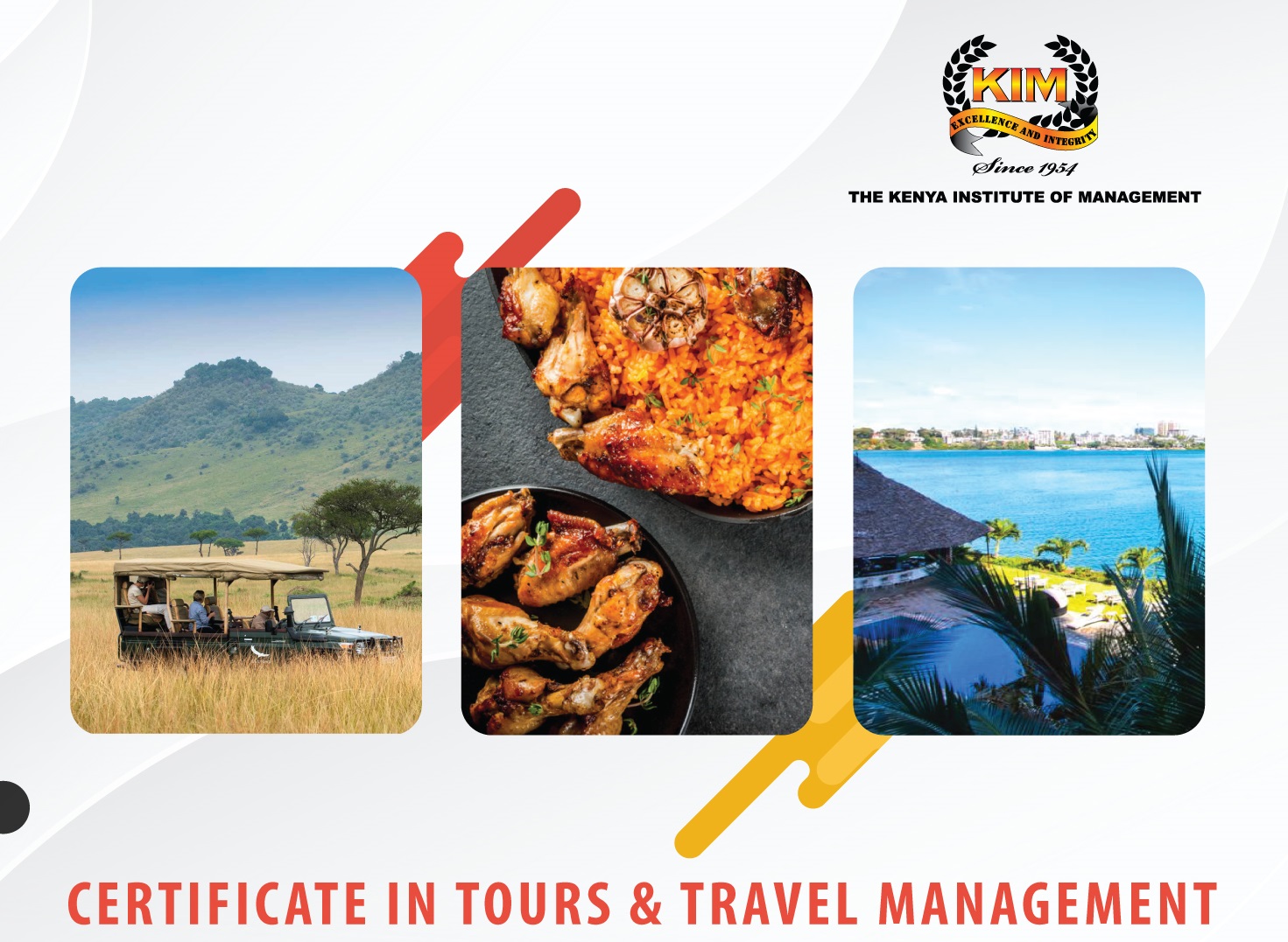 <p>This course is intended to equip the learner with key concepts and knowledge in Tours and Travel Management.</p><br><p><strong>Modules I & II</strong></p><p>12 months course</p><p>30,000 Kshs Per Module</p><p><strong>Admission Criteria</strong></p><p>- KCSE certificate</p><p>- Completion of KNQF Level 4</p><p>- A certificate of Experimental Learning issued by KNQA </p><br>