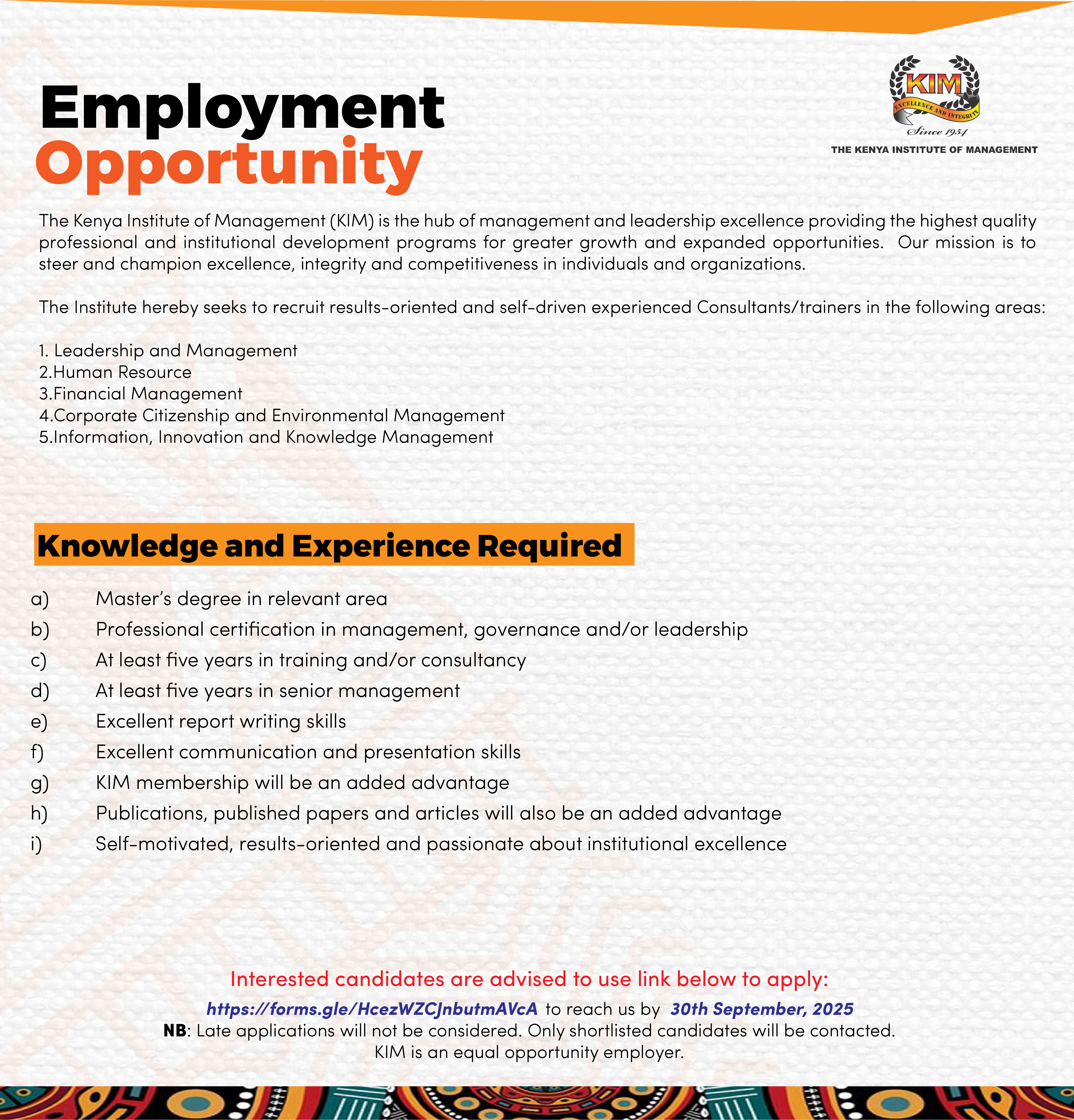 Consultants/Trainers