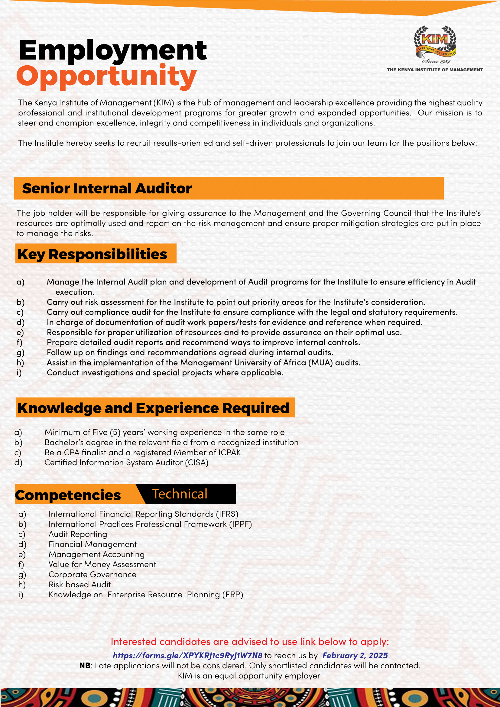 Senior Internal Auditor