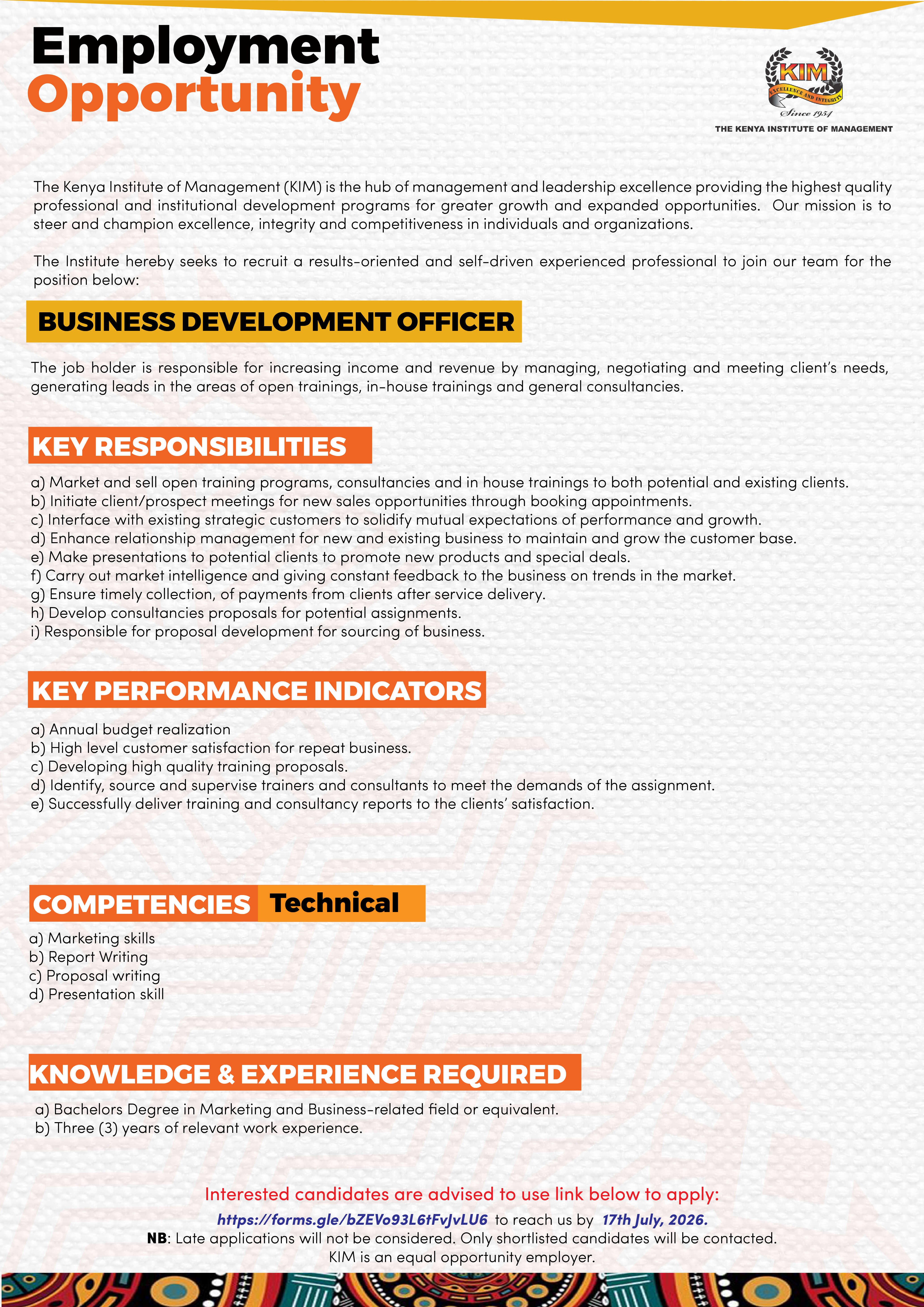 BUSINESS DEVELOPMENT OFFICER